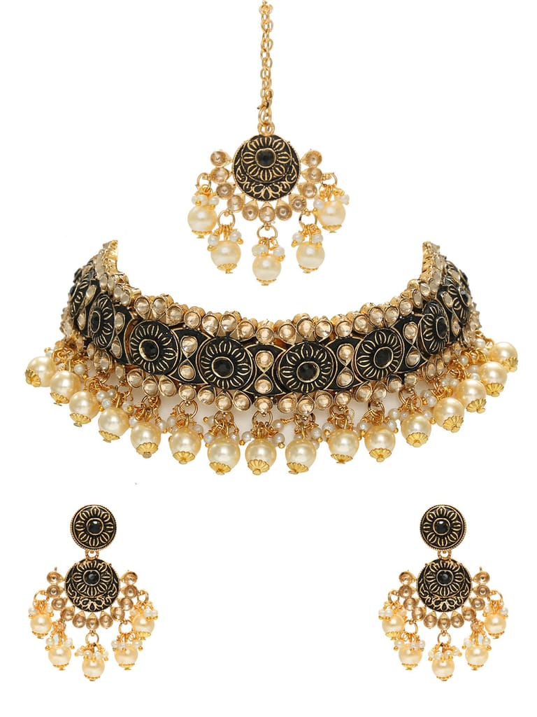 Antique Choker Necklace Set in Gold finish - CNB6471