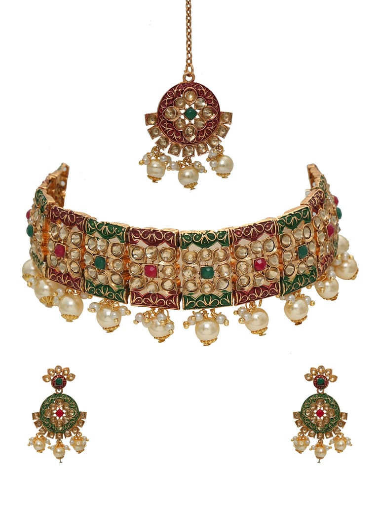 Antique Choker Necklace Set in Gold finish - CNB6485