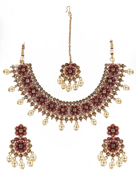 Antique Necklace Set in Gold finish - CNB6519