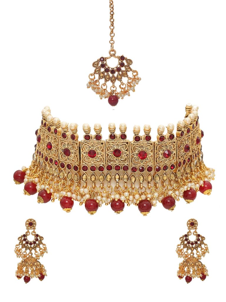 Antique Choker Necklace Set in Gold finish - CNB6645