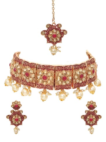 Antique Choker Necklace Set in Gold finish - CNB6685
