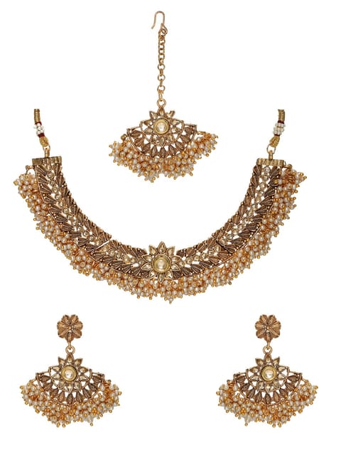Antique Necklace Set in LCT/Champagne color - CNB6606