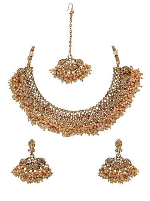 Antique Necklace Set in LCT/Champagne color - CNB6607