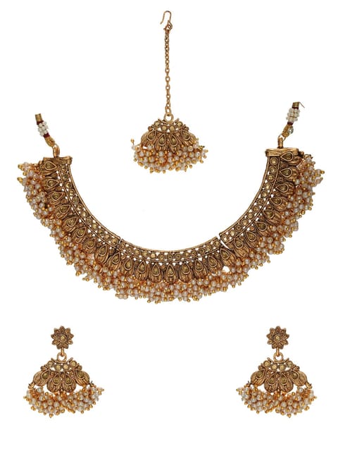 Antique Necklace Set in LCT/Champagne color - CNB6609