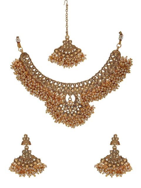 Antique Necklace Set in LCT/Champagne color - CNB6614