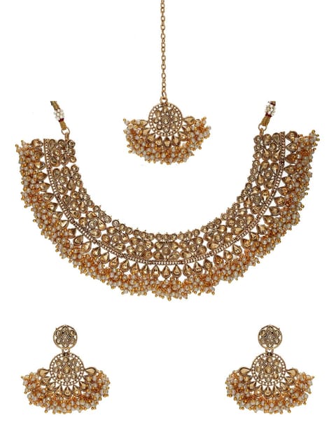 Antique Necklace Set in LCT/Champagne color - CNB6616