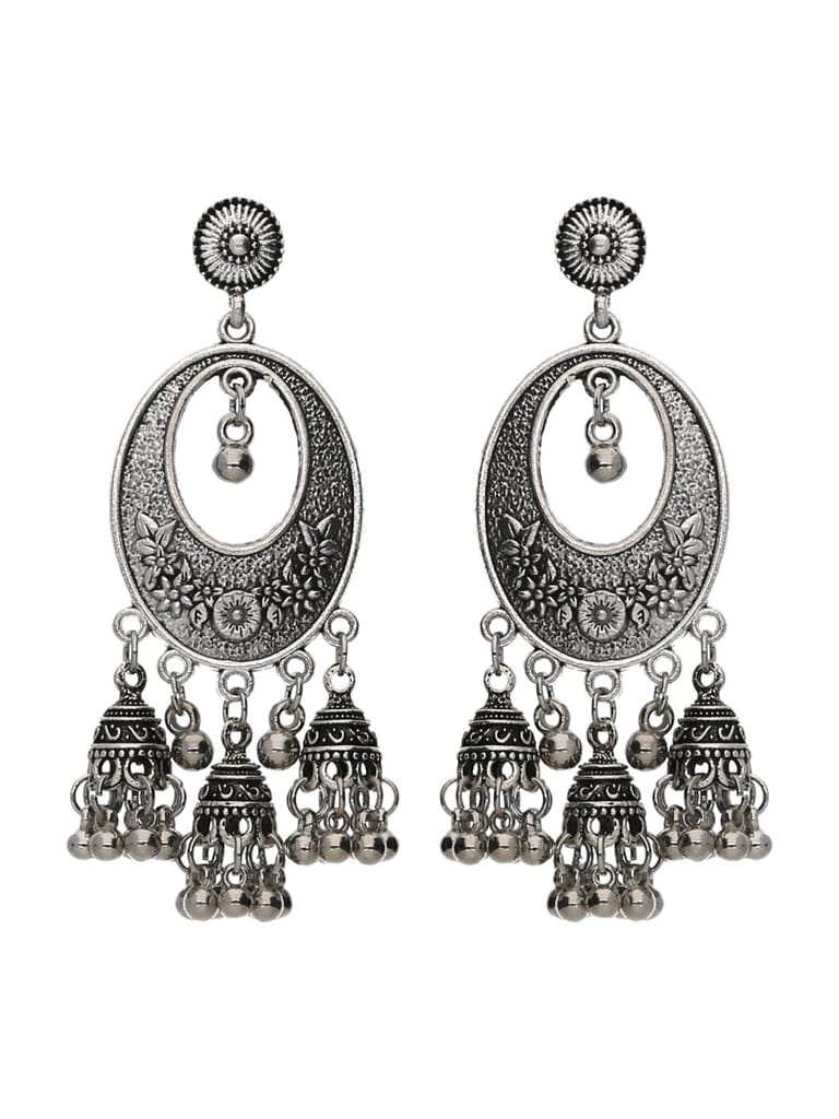 Jhumka Earrings in Oxidised Silver finish - CNB15448
