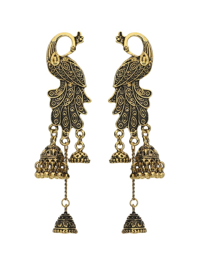 Jhumka Earrings in Oxidised Gold finish - S23594