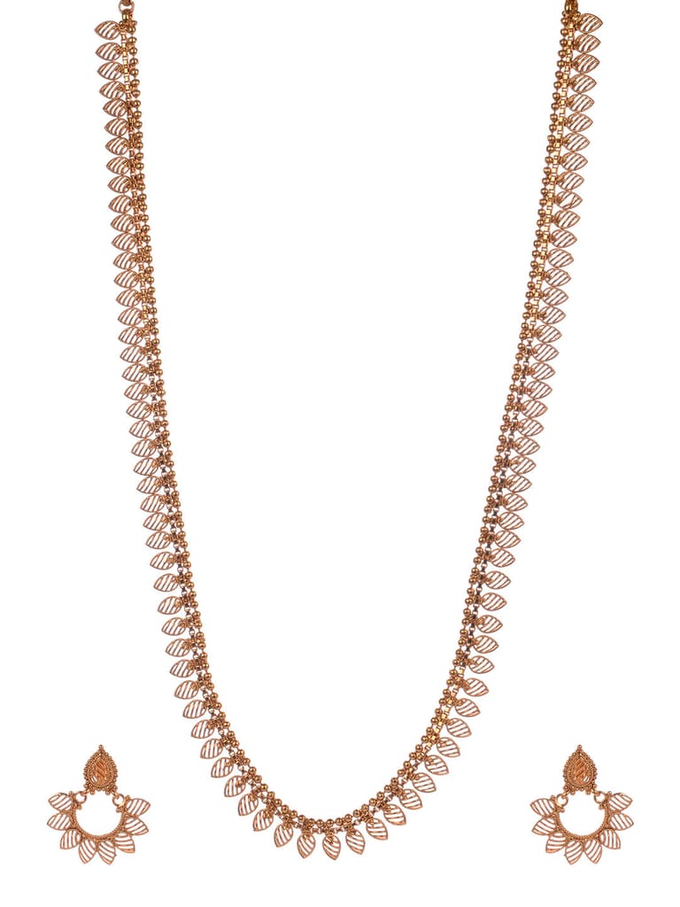 Antique Gold Long Necklace Set - CNB841