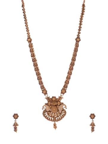 Rajwadi Gold Peacock Long necklace set - CNB1131