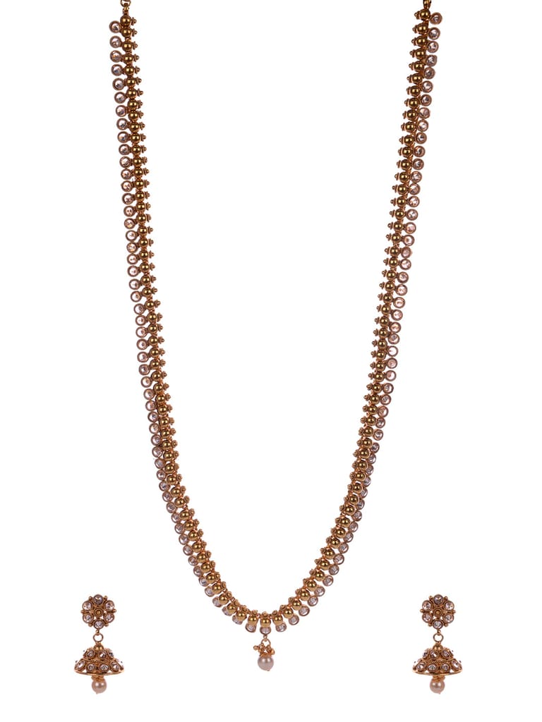 Traditional gold long necklace set - CNB1147