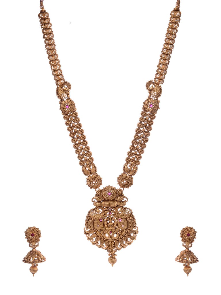 Rajwadi Gold temple Long Necklace set - CNB1151