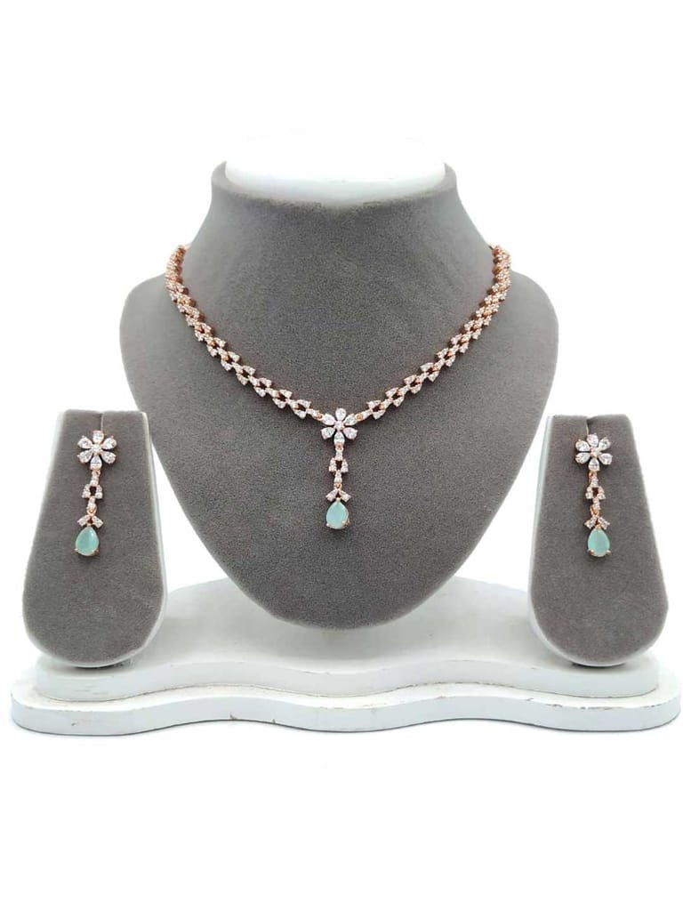 AD / CZ Necklace Set in Rose Gold finish - S28846