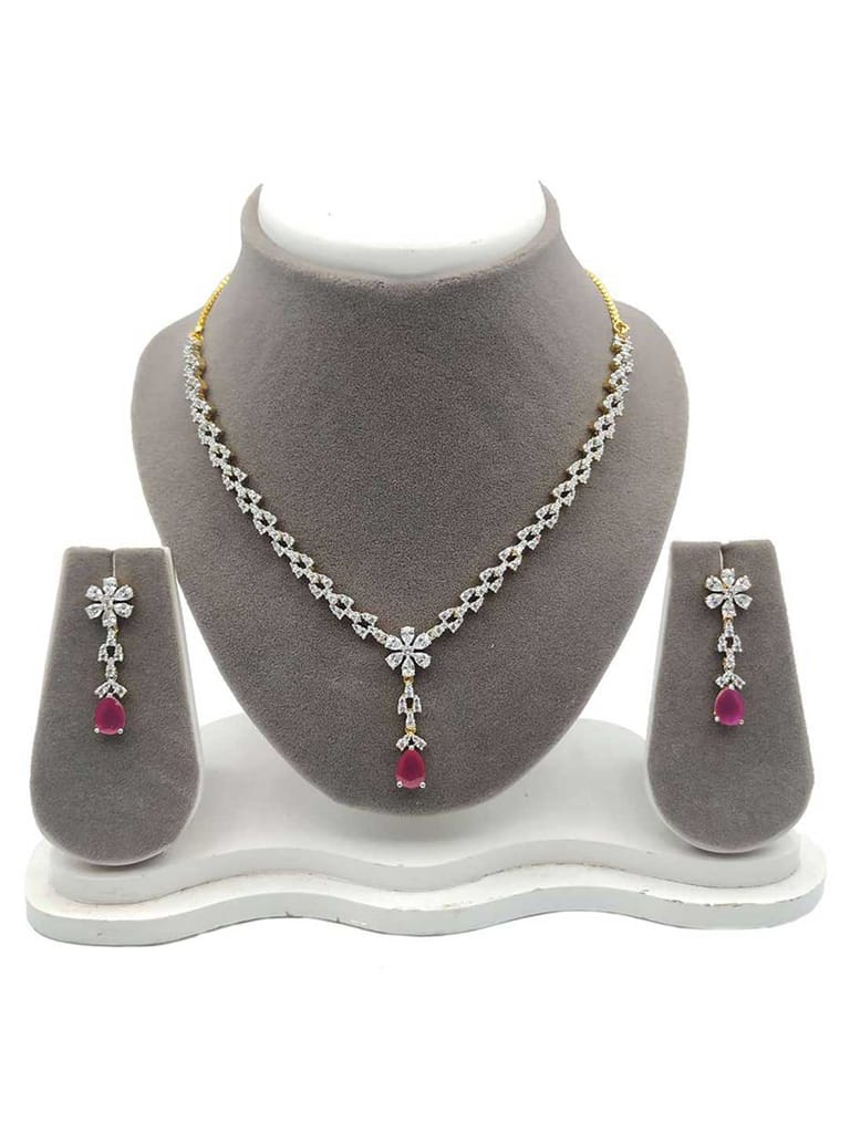 AD / CZ Necklace Set in 2 Tone Color finish - S28864
