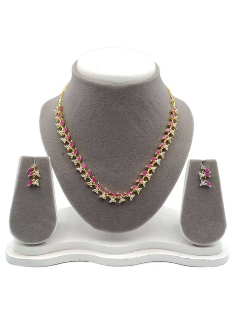 AD / CZ Necklace Set in Gold finish - S28869