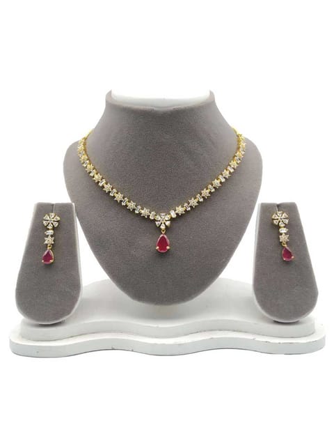 AD / CZ Necklace Set in Gold finish - S28877