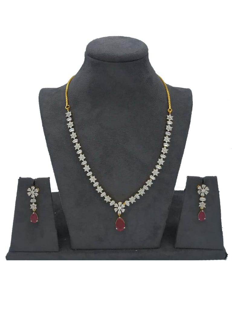 AD / CZ Necklace Set in 2 Tone Color finish - S28879