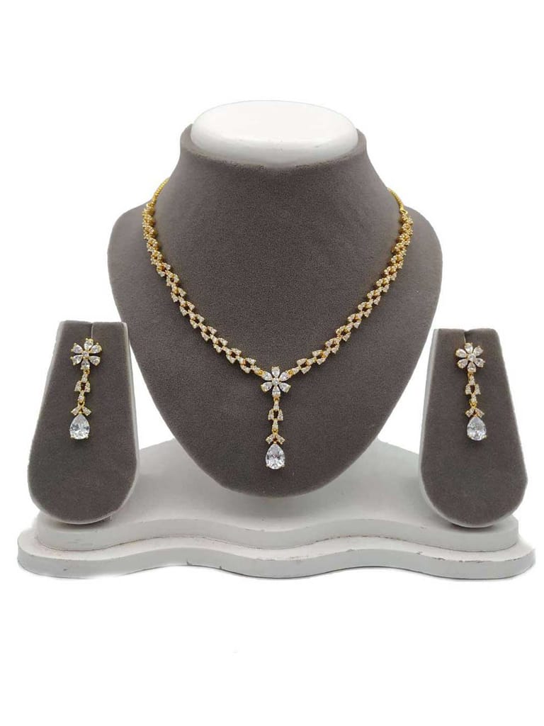 AD / CZ Necklace Set in Gold finish - S28881