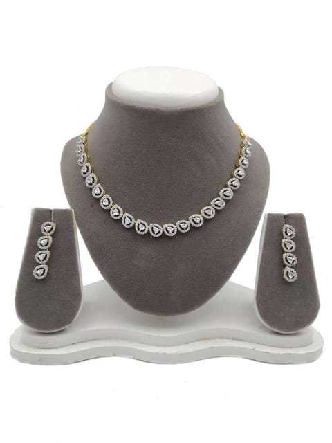 AD / CZ Necklace Set in 2 Tone Color finish - S28888