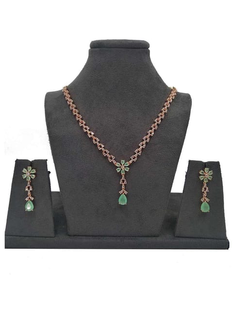 AD / CZ Necklace Set in Rose Gold finish - S28912