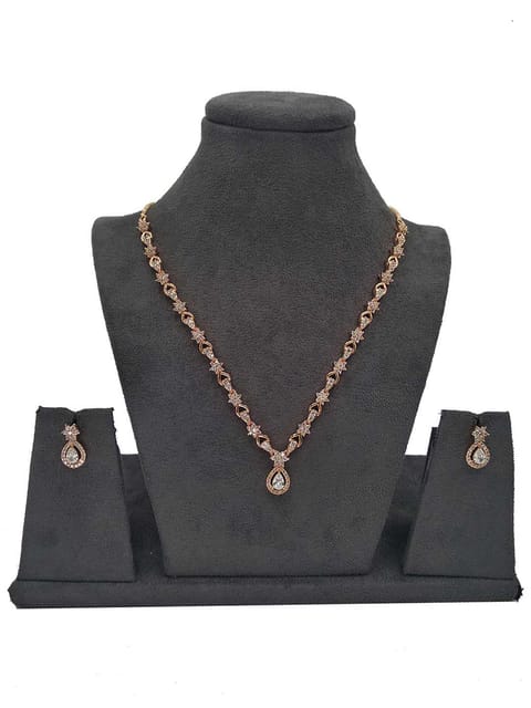 AD / CZ Necklace Set in Rose Gold finish - S28915