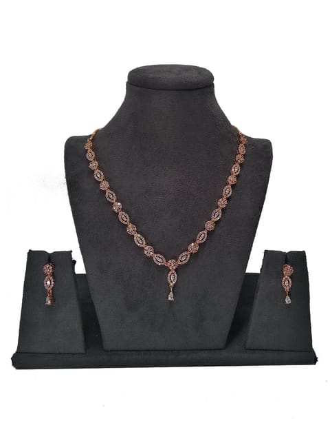 AD / CZ Necklace Set in Rose Gold finish - S28943