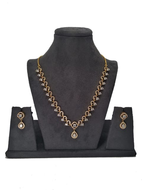 AD / CZ Necklace Set in Gold finish - S28946