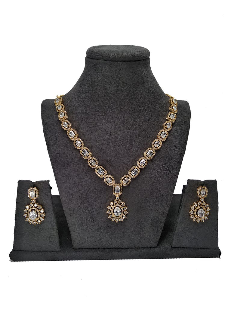 AD / CZ Necklace Set in Gold finish - S28952