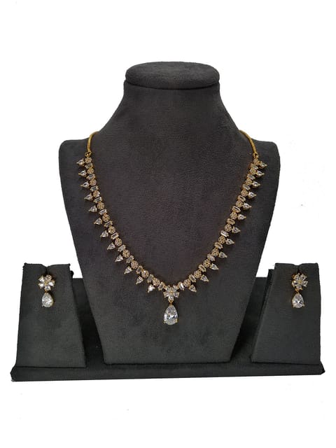 AD / CZ Necklace Set in Gold finish - S28956