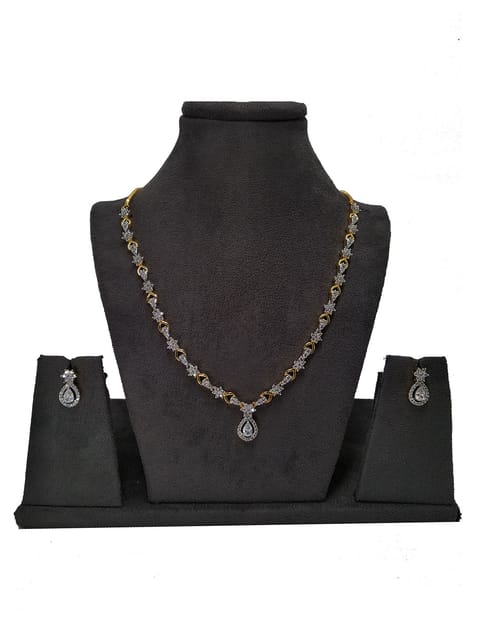 AD / CZ Necklace Set in 2 Tone Color finish - S28961