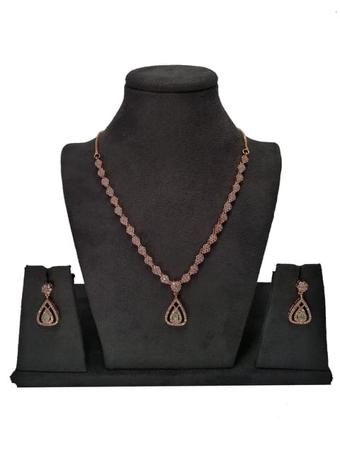AD / CZ Necklace Set in Rose Gold finish - S28963