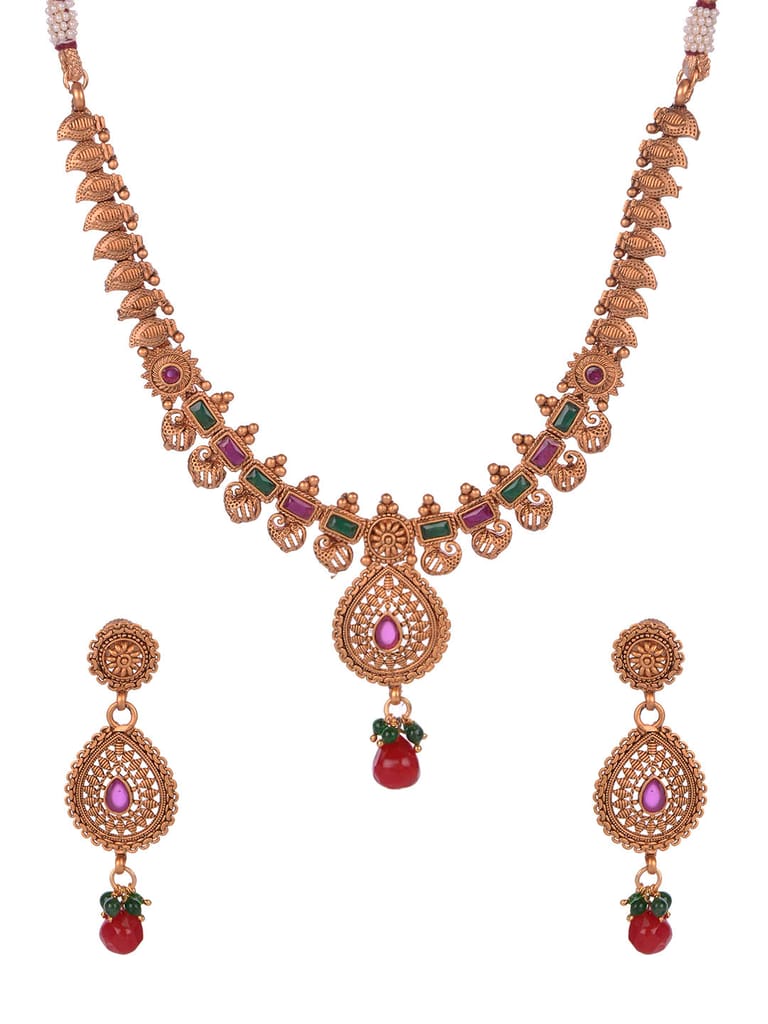 Rajwadi Gold Necklace Set - CNB832