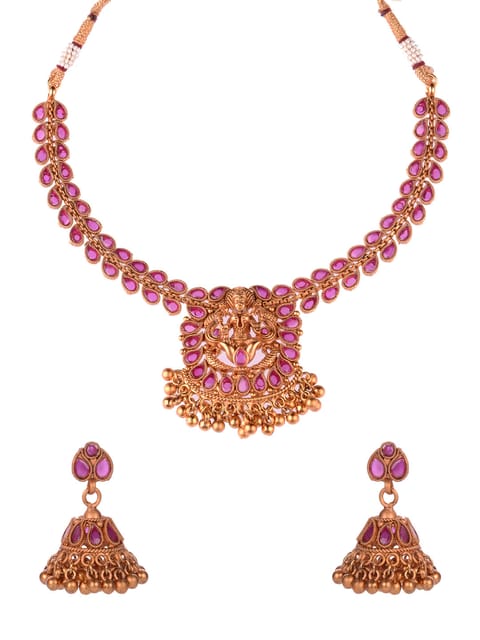 Rajwadi Gold Temple Necklace Set - CNB864
