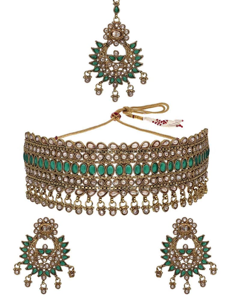 Antique Gold Choker Necklace Set - CNB1157
