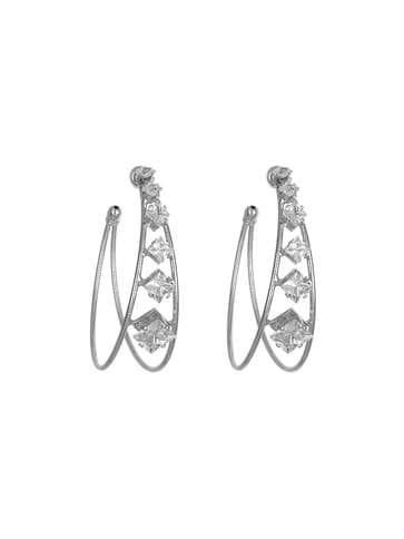 AD / CZ Bali type Earrings in Rhodium finish - CNB3995
