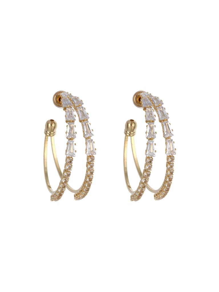 AD / CZ Bali type Earrings in Gold finish - CNB4003