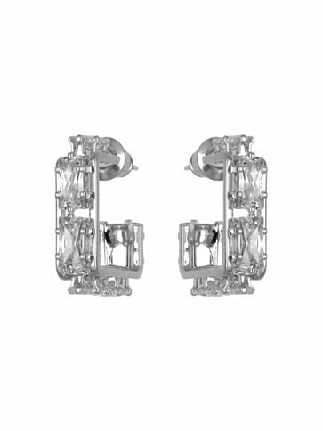 AD / CZ Bali type Earrings in Rhodium finish - CNB4208