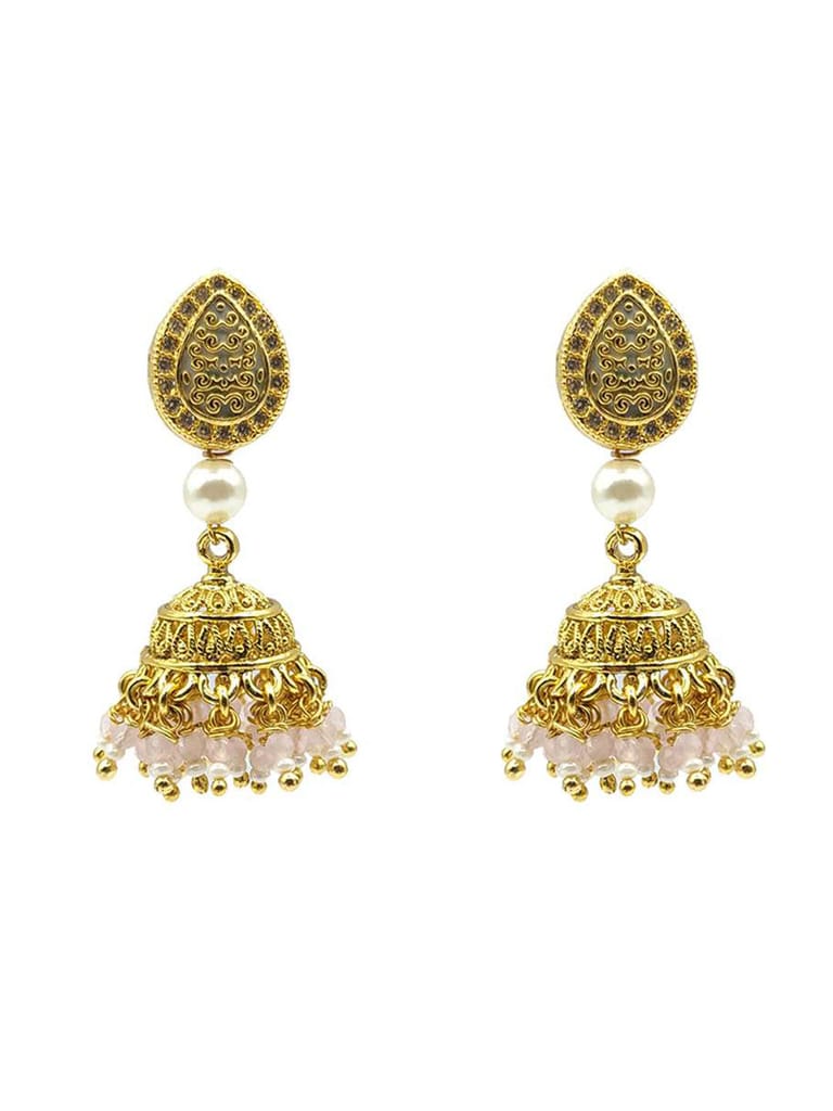 Antique Jhumka Earrings in Gold finish - S28817