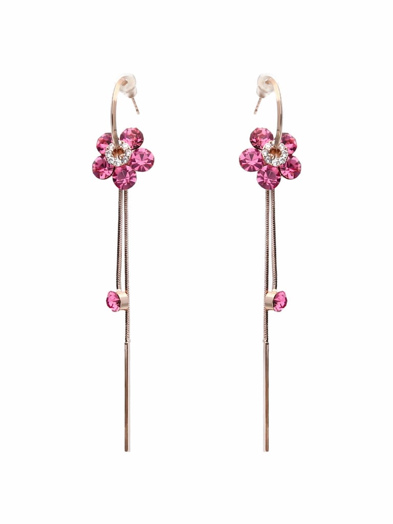 AD / CZ Long Earrings in Rose Gold finish - CNB4245