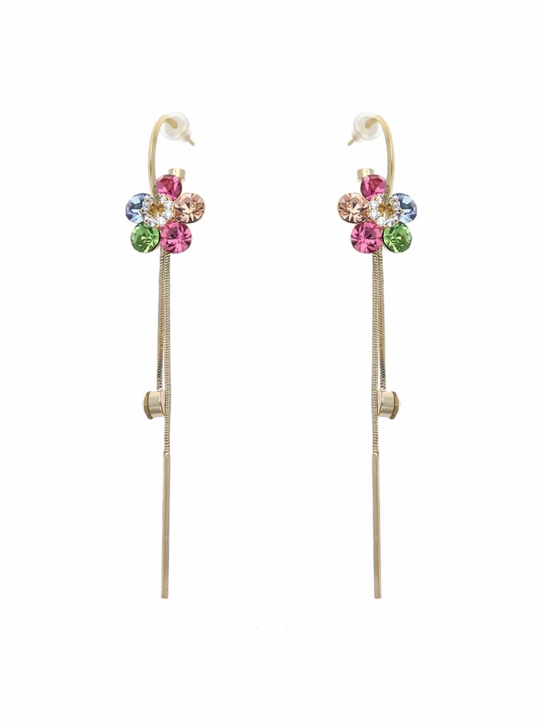 AD / CZ Long Earrings in Gold finish - CNB4246