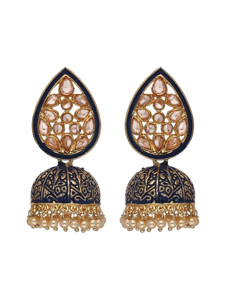 Reverse AD Jhumka Earrings in Montana, Ruby, Green color - CNB4418
