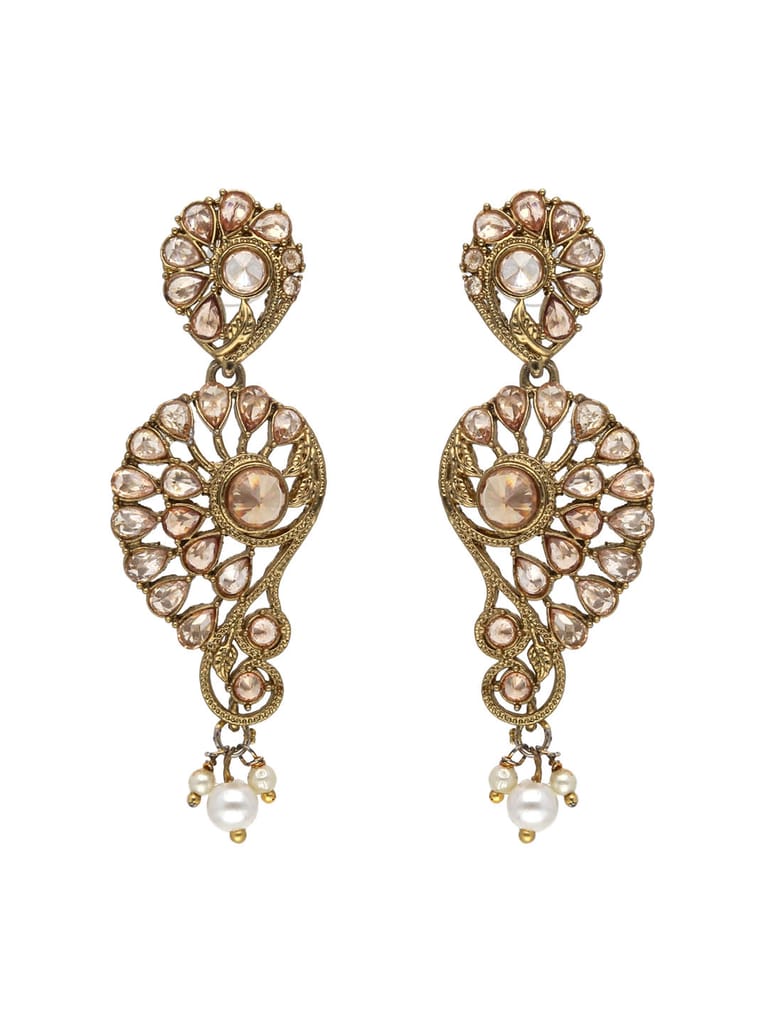 Traditional Long Earrings in Gold finish - S30188