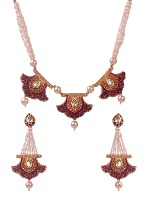 Traditional Necklace Set in Ruby color - S30368
