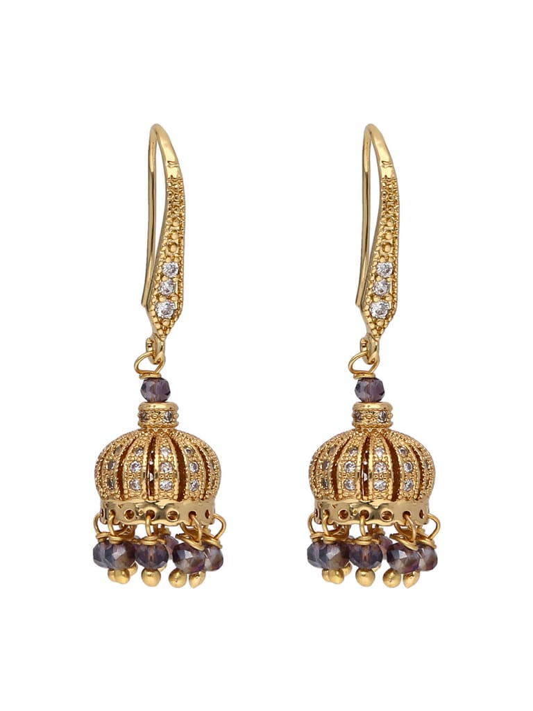 AD / CZ Jhumka Earrings in Gold finish - S30628