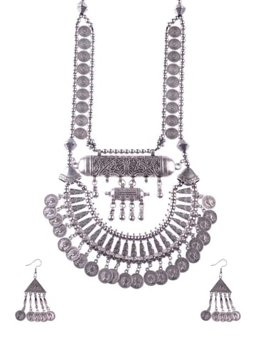 Long Necklace Set in Oxidised Silver finish - CNB16362