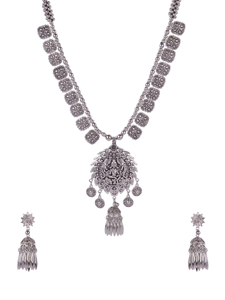 Long Necklace Set in Oxidised Silver finish - CNB16379