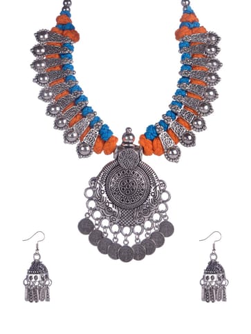 Oxidised Necklace Set in Oxidised Silver finish - CNB16398