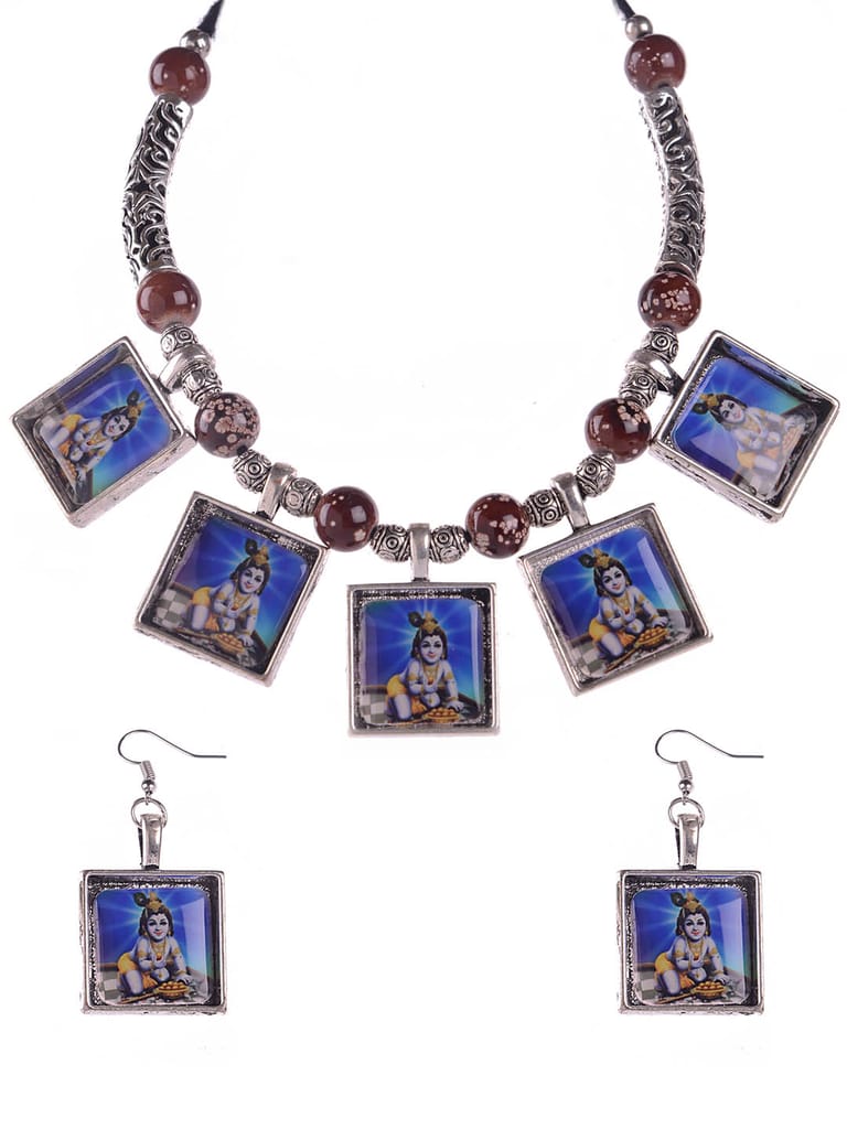 Necklace Set in Oxidised Silver finish - CNB16353