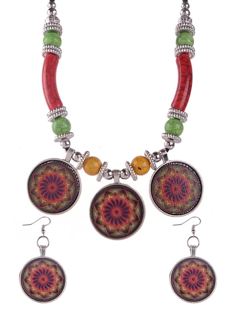 Necklace Set in Oxidised Silver finish - CNB16351