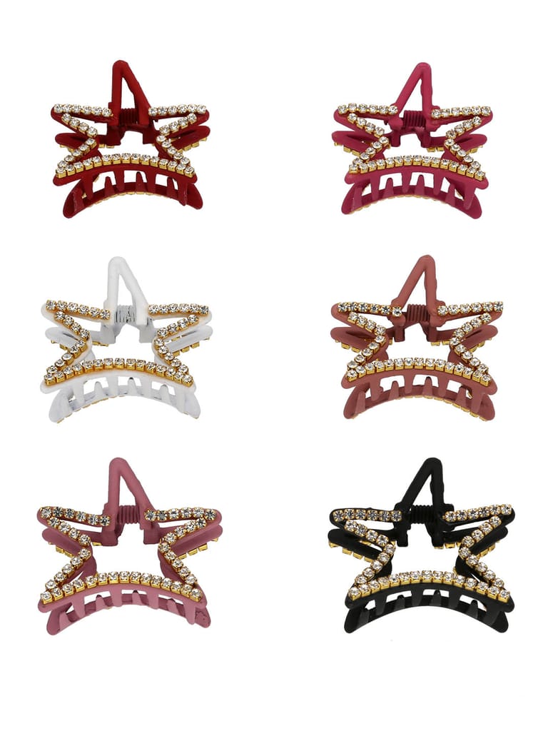 Fancy Butterfly Clip in Assorted color and Gold finish - SECBFSM3